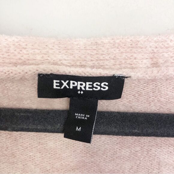 EXPRESS | Blush Pink V-Neck Tunic Length Sweater Oversized Women’s Size Medium - Picture 5 of 7